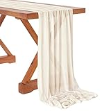 10Ft Ivory Chiffon Table Runner 27x120 Inches Long Romantic Sheer Runner for Boho Wedding Party Bridal Shower Decorations