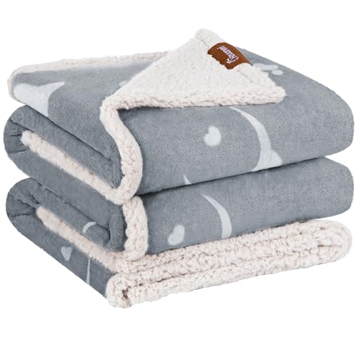 Hzuaneri wasserdichte Hundedecke, katzendecke für Katzen, Sherpa Fleece Haustier Decke für Mittelgroße und Große Hunde, Katzen, L, 150 x 127 cm, maschinenwaschbar, Beidseitiger Sofabezug-Schutz, Grau