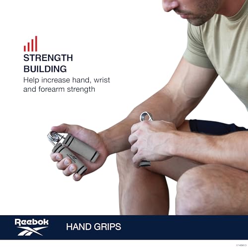 Image of Reebok 2-Pack Hand Grips, Spring Coiled Wrist, Fingers & Forearm Strength Trainer with Soft Foam Handles, Improves Grip Strength, Resistance Hand Gripper for Manual Exercises & Rehab