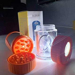 Broyeur d'herbes à épices à main, pot grossissant, collecteur de pollen, 3 pièces, broyeur de lumière LED pour un poids léger portable pour un rangement et un transport faciles