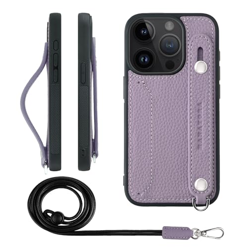 HANATORA for iPhone 15Pro �P�[�X �{�v �ϏՌ� �w�ʃx���g �X�g���b�v�����O �X�}�z�P�[�X �X�}�z �X�^���h�@�\ �l�b�N�X�g���b�v �t�� �J�[�h�|�P�b�g �V�������N���U�[ �M�t�g �p�[�v�� CGHGZ-15Pro-Purple