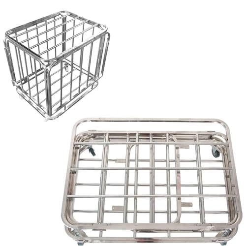 Wytrzymały metalowy stojak na kulki, ruchomy nizer do sportów Equint, przenośny wózek do układania w stos z zamykaną pokrywką, 120 x 80 x 90 cm, stal nierdzewna Ga Solut