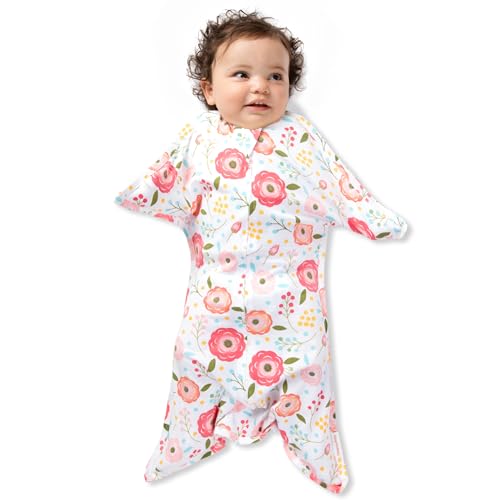 Image of SleepingBaby Zipadee-Zip Transition Swaddle - Cozy Baby Swaddle Blanket with Zipper Convenience - Roomy Wearable Blanket for Easy Diaper Changes - Pretty Poppy, Small (4-8 Month)