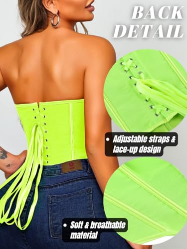 Image of ChiaoLezhee Heart Corset Top For Women, Sexy Concert Outfits Going Out, Strapless Crop Top, Overbust Bustier