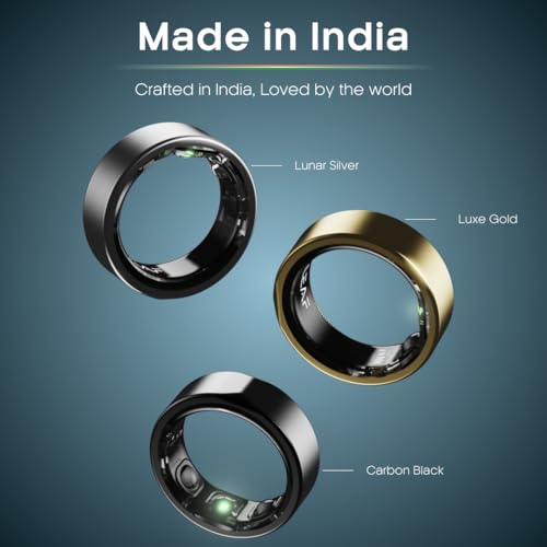 Image of Leaf Halo Smart Ring | Health Tracker | Sleep, Fitness, Stress | Includes 30+ Workout Modes | Battery upto 10 Days | Buy Sizing Kit First | Track Steps, HRV, SPO2 & Periods | Carbon Black - Size 11