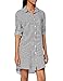 Bonamaison Abito Chemisier in Puro Lino a Righe Casual Dress, Nero Bianco, L Womens