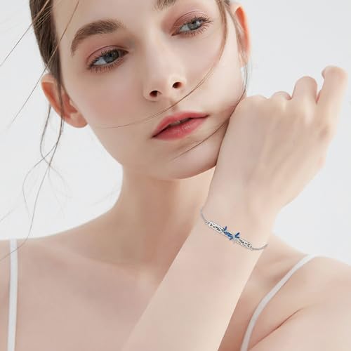Image of Dragonfly Bracelet 925 Sterling Silver Butterfly Bracelet Adjustable Celtic Moon Bracelet Irish Celtic Jewelry Gifts for Women