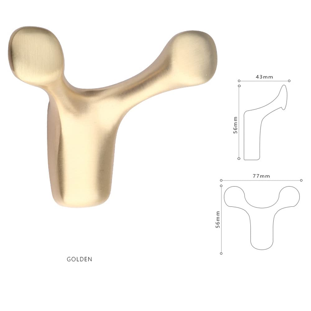 Gancho para ropa montado en la pared Gancho de cuerno de vaca Gancho para baño Gancho para ropa Gancho para ropa de dormitorio Gancho para ropa Sala de estar Accesorios para el hogar, 3 Gold