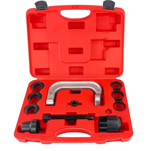 13Pcs Upper Control Arm Bushing Removal Tool Repair Kit Fit for Ford GM Chrysler, Forged C Frame Service Tool Set