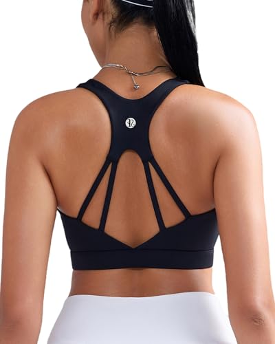 RUNNING GIRL Sports Bras for Women, Racerback Molded Cup Sports Bra with Sewn in Pads for Workout Pilate and Casual