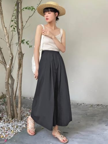 Image of Leriya Fashion Women High Waist Wide Leg Trousers | Casual & Formal Poly Cotton Pants for Women | Loose Fit Track Pants | Relaxed Fit Pleated Trousers for Casual & Semi-Formal Wear