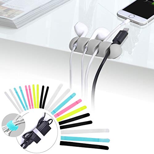 Avantree Cable Management Set: 50 Pcs Cable Ties Straps Cord Organizer (Pack Of 1) And 15 Pcs Durable Adhesive Cord Holders Cable Clips (Pack Of 1) For Headphones Phones Electronics Pc Wires #TOP1