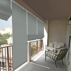 HIPPO Polycrylic Waterproof Outdoor & Indoor Friendly Roman Shades-Vision Wind & Heat Blockage?Ideal for Home & Office(ACR Grey, 4FTX5FT)
