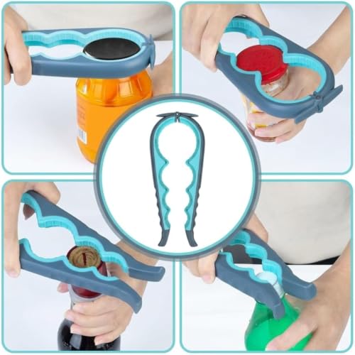 Miniatura 3 de Opaceluuk Kit De Abridor De Botellas, 5 En 1 Y 4 En 1, Multifunción, Fácil De Usar Para Niños, Ancianos Y Sufridores De Artritis, Ayuda De Agarre De Mano De Silicona