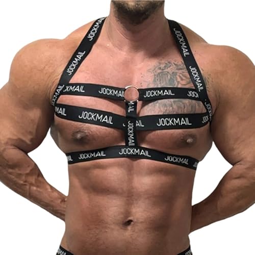 JOCKMAIL Herren Brust Harness Schulter Männer Neopren Brust Harness Fitness Geschirr Geschirr (Schwarz, One Size)