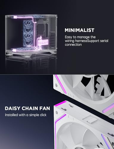 Image of Asiahorse Dawn 120mm Case Fan, ARGB PWM 1850RPM /71CFM Airflow, Forward & Reverse Blade Design, Low Noise, Precision HDB Bearings High Performance UNI PC Fan Modular Daisy Chain