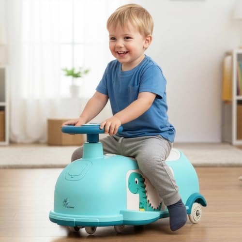 Image of R for Rabbit Iya Iya Poppy Swing Car for Kids, 3 in 1 Baby Push Ride-On & Pull Along Car | ABEC7 Bearing Smooth Wheels with Storage Seat | Ideal for 2+ Years Boys & Girls, Upto 50 Kgs (Lake Blue)