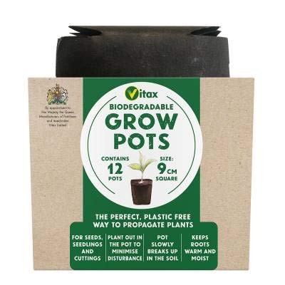 Vitax Biodegradable Grow Pots (12x9cm Square Pots) X 4