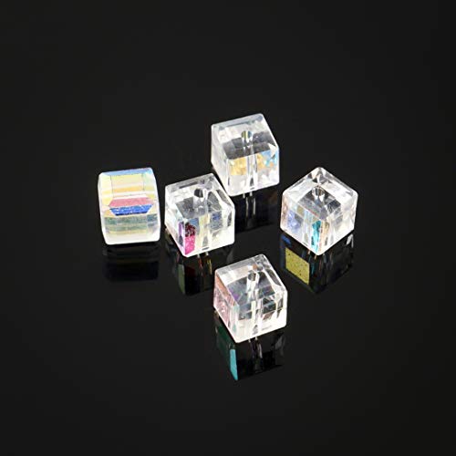 100Pcs Adabele Austrian 4Mm (0.16 Inch) Small Faceted Cube Crystal Beads Clear Ab Compatible With Swarovski Crystals Preciosa 5601 Ssc402 #TOP1