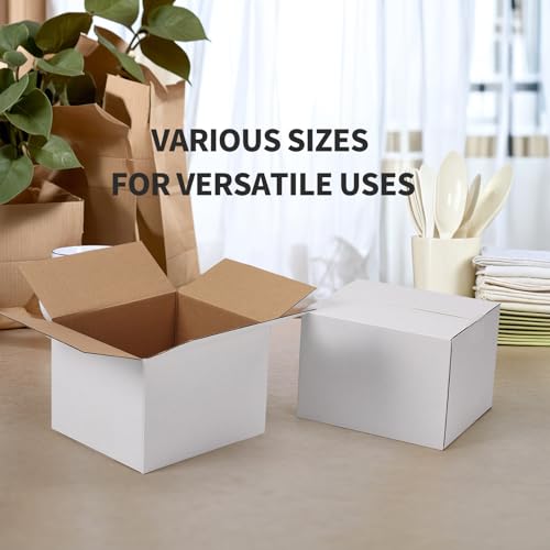Image of 7x6x5 Shipping Boxes Set of 40, White Kraft Corrugated Cardboard Boxes Mailers for Packaging(17.8x15.4x12.7 cm)