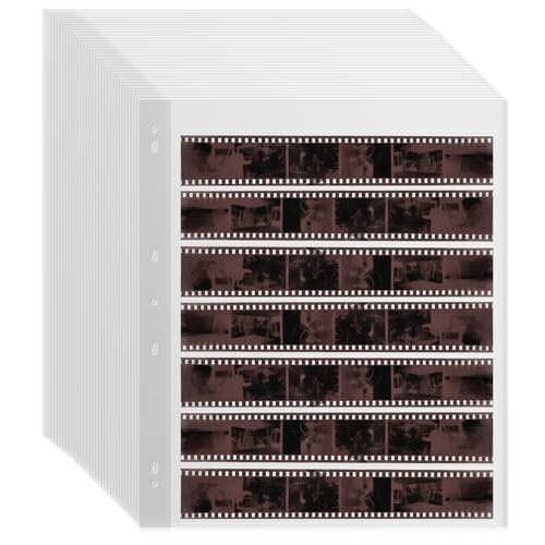100 Pcs 35mm Film Negative Sleeves Film Negative Storage Presentation Materials 35mm Size Negative Pages Holds Seven Strips of Six Frames Help You Collect and Organize Film