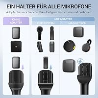 TONOR Handheld Adapter für DJI mic, RODE Wireless Go 1/2, Rode Wireless Me/Pro, Hollyland Lark M2, Handmikrofon Adapter mit verstellbarer Länge, Gummigriff, Windschutz für Vlog Interviews, TP40 – Ansicht 3