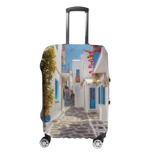 Greece Street Luggage Cover Protector - Travel Suitcase Sleeve with Dual-Sided Prints, Universal Fit 18-32 Inch, Washable Anti-Scratch Travel Baggage Cover L