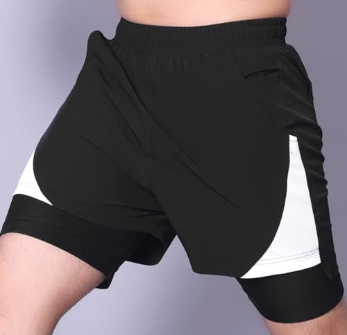 Image of RynoGear Men's 2 in 1 Quick Dry Shorts with Liner and Towel Loop Gym & Running Shorts for Men with Inner Phone Pocket