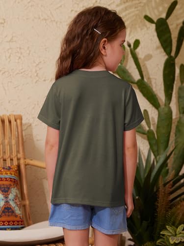 Image of ZDC Girls' Short Sleeve Shirts Kids Crewneck T-Shirts Summer Tops Basic Tees 5-14 Years