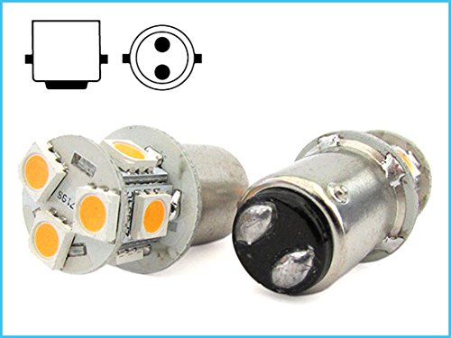 CARALL 2 Pezzi Lampada Led Barca Nautica BA15D B15D 12V 24V 2W No Polarità Piedi Dritti 8 Smd 5050 Baionetta G18 (Bianco Caldo 3000K)