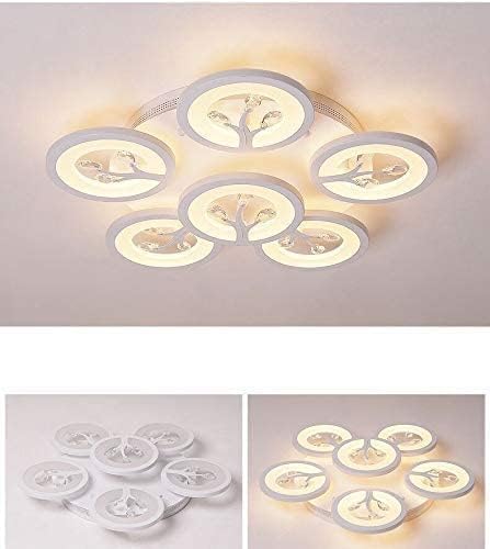 Image of 6 Light 60-Watts White Crystal LED Chandelier Lamp - Round (5+1 Circle Warm) with Remote Control