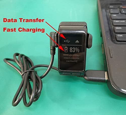 3.93ft Length Cable for Garmin Vivoactive HR Charger, Replacement Charging Cradle Dock Cord Synchronous Data Cable and 2Pcs HD Tempered Glass Screen Protector for Garmin Vivoactive HR GPS Smart Watch - Image 4