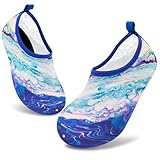 VIFUUR Kids Water Shoes Girls Boys Quick Dry Aqua Socks for Beach Swim Outdoor Sports Aquamarine Blue-30/31