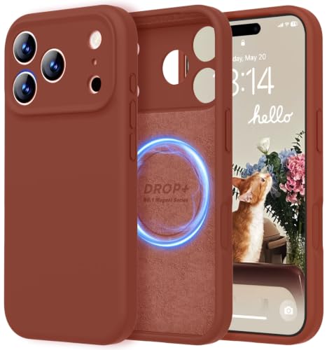 Image of LOVE 3000 Designed for iPhone 17 Pro Case, Premium Silicone [Compatible with Magsafe][Soft Anti-Scratch Microfiber Lining] Shockproof Protective Phone Case for Men Women 6.3 inch, Caramel