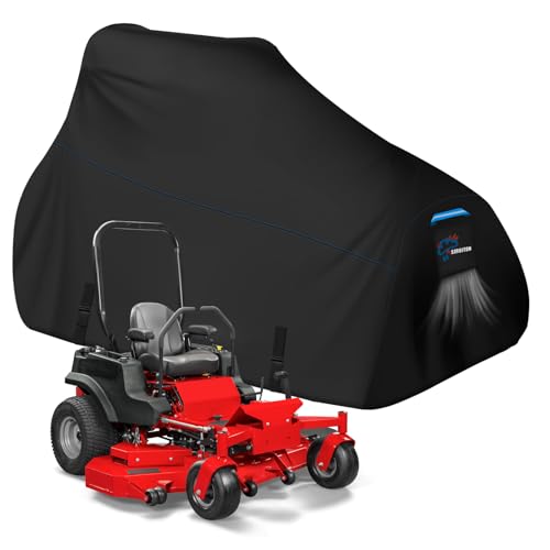 SIRUITON Zero Turn Mower Cover, Heavy Duty 600D Oxford Zero Turn Mower UV Dust Waterproof Protection Cover, Outdoor Garden Lawn Mower Tractor Covers Fits Up to 54