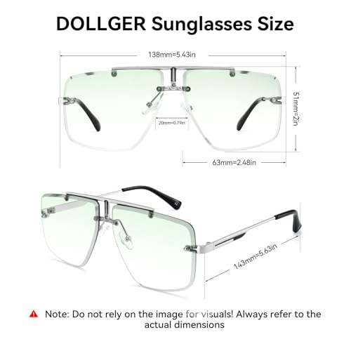 Image of Rimless Oversized Square Sunglasses for Men Trendy Fashion Big Shades Tinted Lens Gold Metal Frameless Glasses UV400