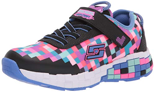 Skechers Kids Girls Light Weight, Pixel, Skechers Gaming Sport Shoe Sneaker, Black/Multi 13 medium US