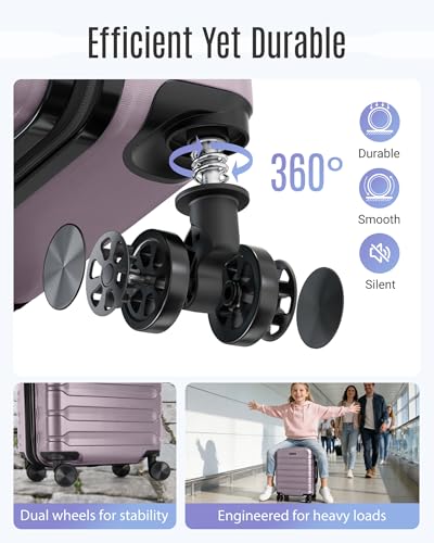 Image of LIGHT FLIGHT Carry On Luggage 22x14x9 Airline Approved, Expandable Carry On Suitcases with Wheels, Lightweight Luggage, Durable Hard Shell 20 Inch Rolling Suit Case for Men Women Travel,Rose Purple