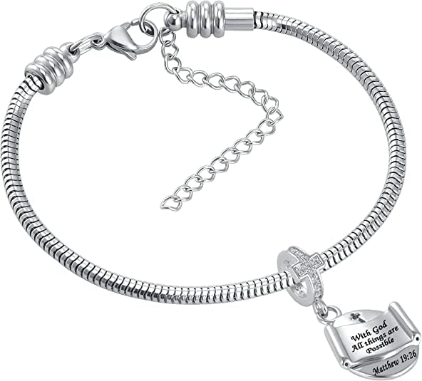 Vista 5 de MZC Jewelry Dije de cruz religiosa Biblia cristiana amor corazón colgante cuentas para mujeres pulseras