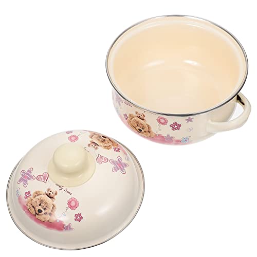 Foto von Cabilock 1stück Enamel Stew Pot Mit Doppelgriff Für Induktionsherde Geeignet Langlebiger -kochtopf Für Zubereitung Von Babynahrung Und Leckeren Gerichten