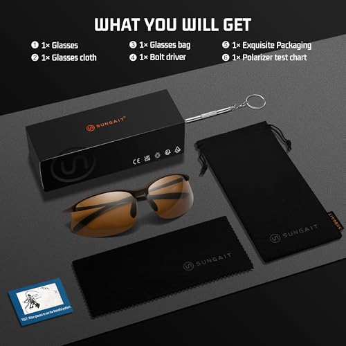 Image of SUNGAIT Ultra Lightweight Rimless Polarized Sports Sunglasses for Men Fishing Running UV400 Protection