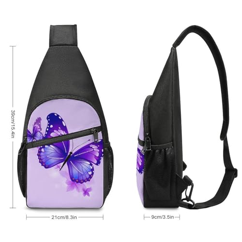 Bolso bandolera casual Purple Butterfly para mujer y hombre miniatura 2