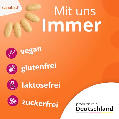 sanotact® Vitamin C 1500 – hochdosiert & vegan – 30 Tabletten Depot – Vitamin C hochdosiert für Immunsystem, Zellschutz & Energie – glutenfrei, laktosefrei, zuckerfrei – Immunsystem stärken