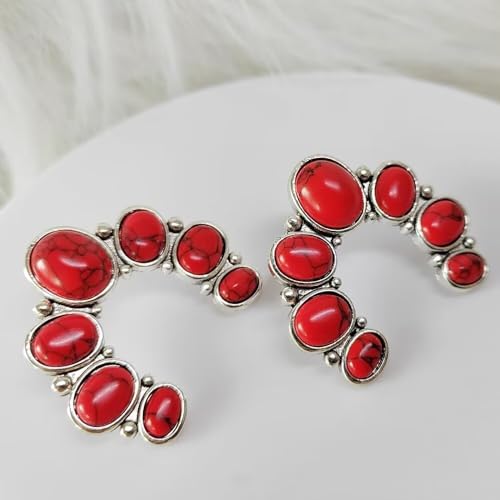 Bohemian Turquoise Dangle Metal Large Oval Earrings Statement Teardrop Earrings Western Earrings for Women3