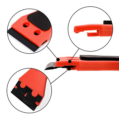 Ehdis 2 pcs Plastic Scraper with 100 Plastic Razor Blade, 6inch Long Handle with EVA Foam, Adhesive Remover, Sticker Remover, for Remove Label, Glue, Sticky Stuff, Decal, Red - Image 5
