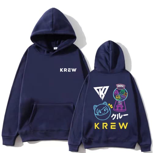 WZSMHFT Itsfunneh Merch Krew Gacha Hoodie Men/Women Sweatshirt Harajuku Long Sleeve Hooded (Navy Blue,S)
