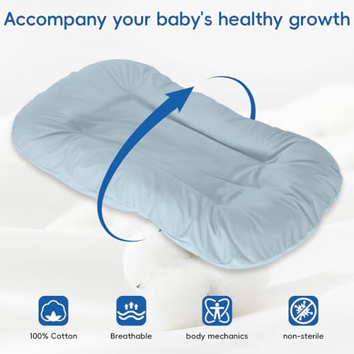 Image of Baby Lounger, Baby Lounger for Newborn 0-24 Months, 100% Breathable Cotton Baby Nest for Tummy Time & Diaper Changes, Portable Infant Essentials for Home & Outdoor(Misty Blue)