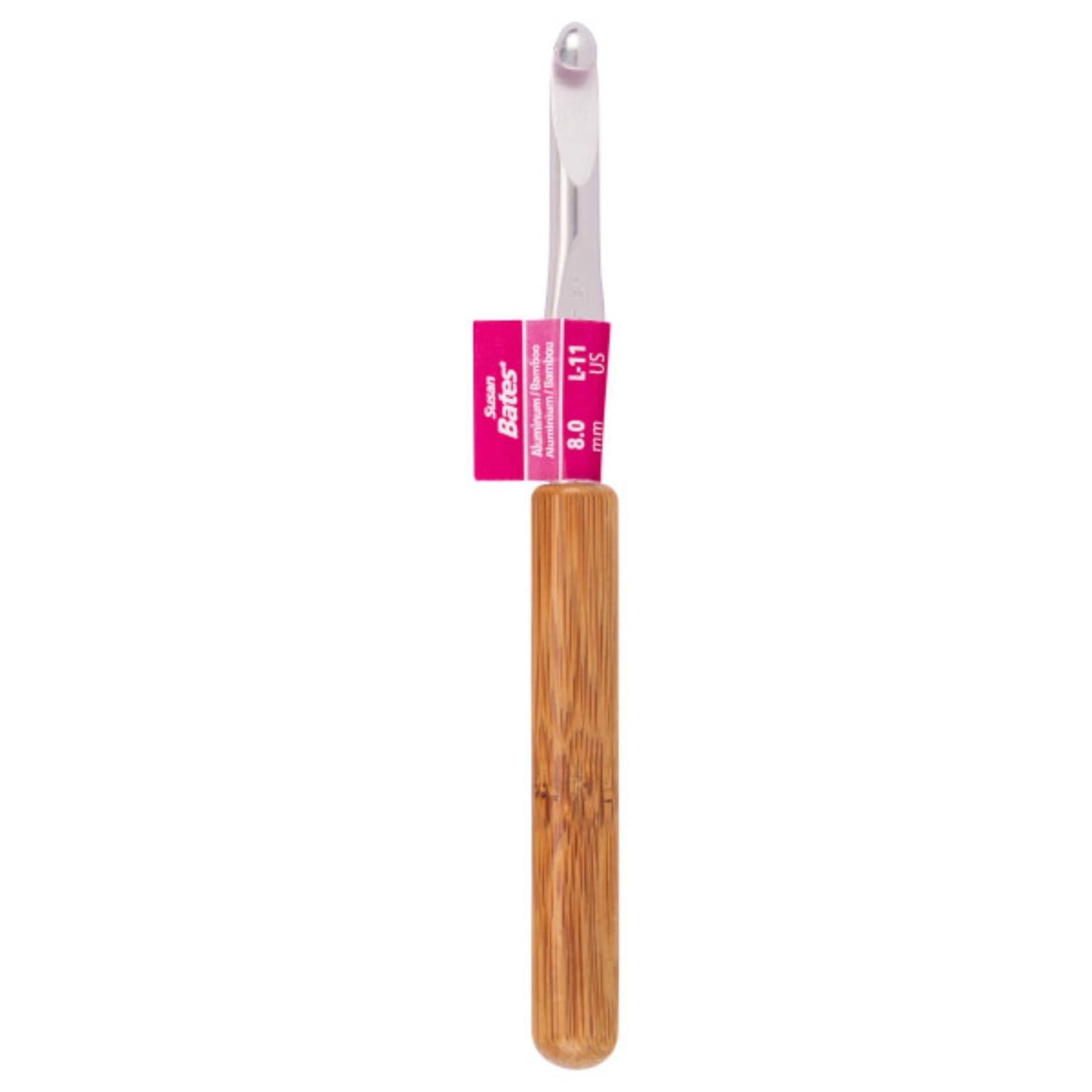 Susan Bates Silvalume Bamboo Handle Aluminum Crochet Hook-Size L11/8mm