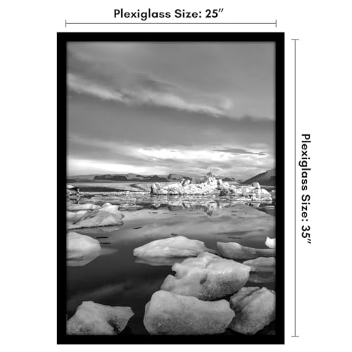 Americanflat 25x35 Poster Frame with Polished Plexiglass - Black Picture Frame - Wide Photo Frames Made of Engineered Wood for Vertical or Horizontal Wall Display - Epic Collection - Black