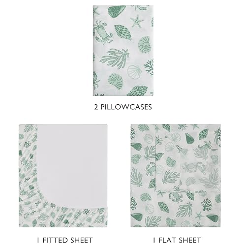 Image of Caribbean Joe Queen Coastal Print Microfiber Sheet Set, Beachy Cove